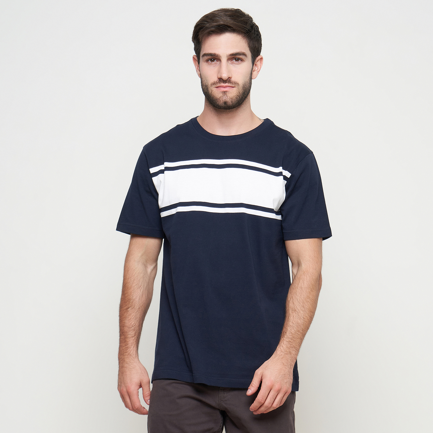 GABRIELLE Kaos Stripe Pria Reguler Fit BBHC312L0124